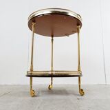 Italian goatskin and parchment serving bar cart