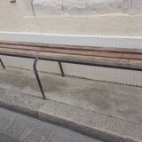 School bench wood and vintage metal