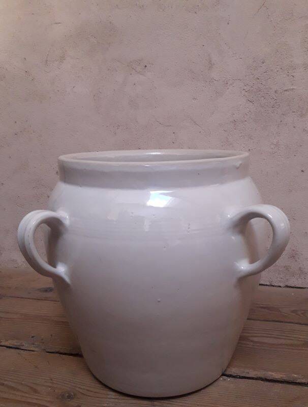 Grease pot salting pot H47cm in enamelled stoneware