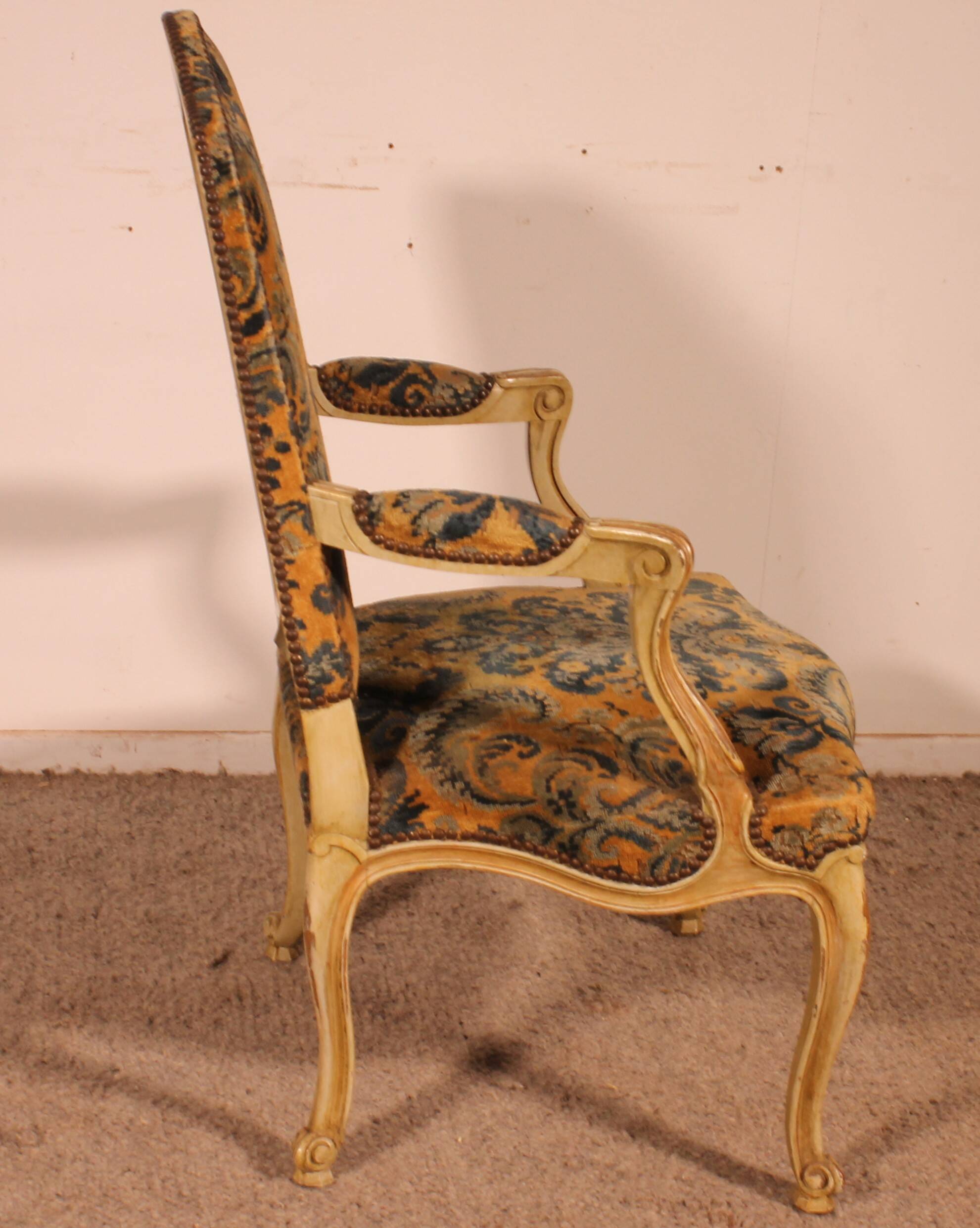 carved armchair with a Louis XV style - 19th century