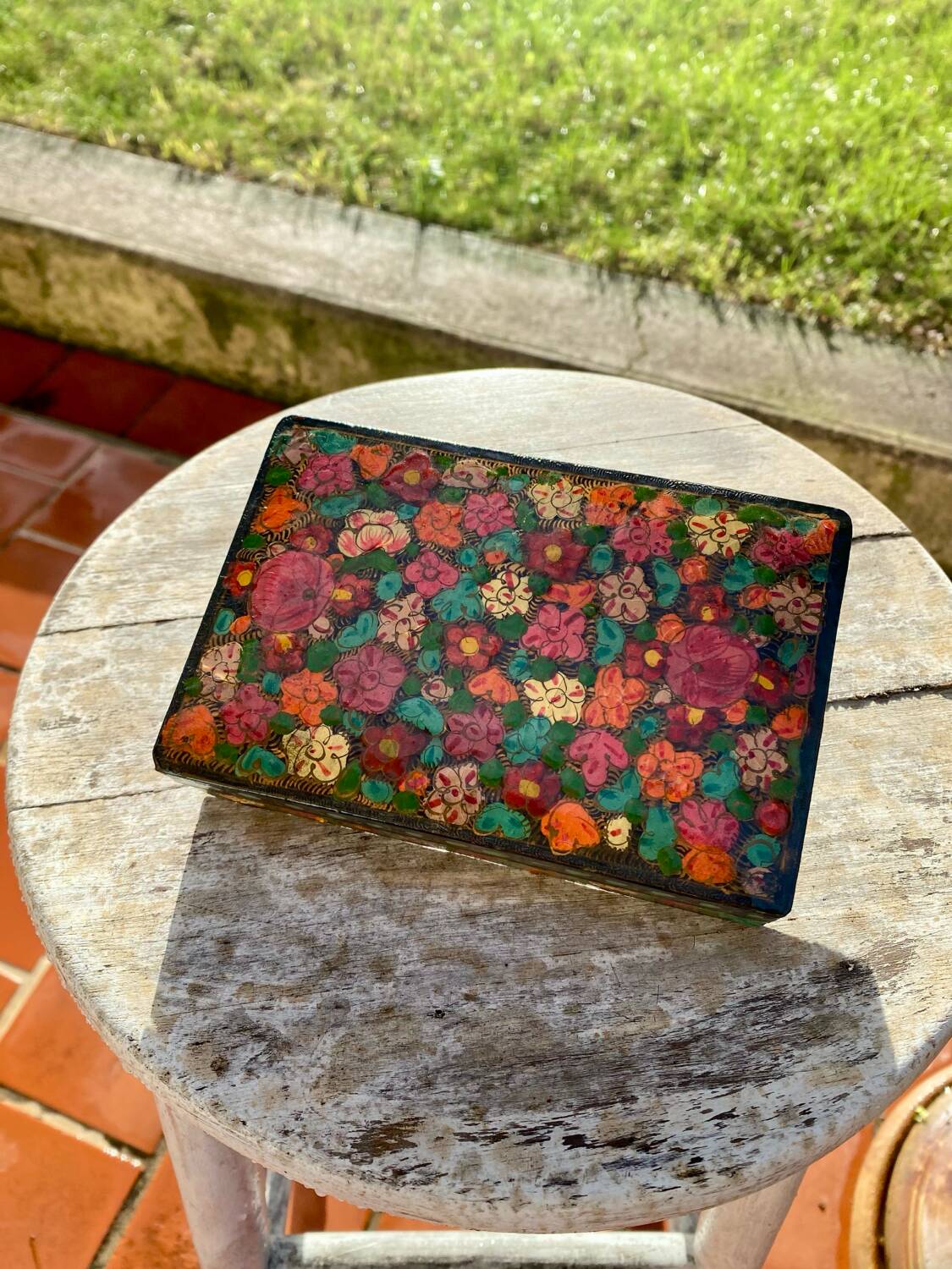Hand painted wooden box