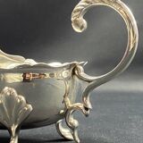 English George III style silver plated tripod sauce boat