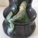 Thulin vase Belgium flamed green black enamel