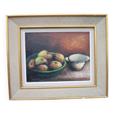 Antique Oil Painting on Wood Signed - Still Life