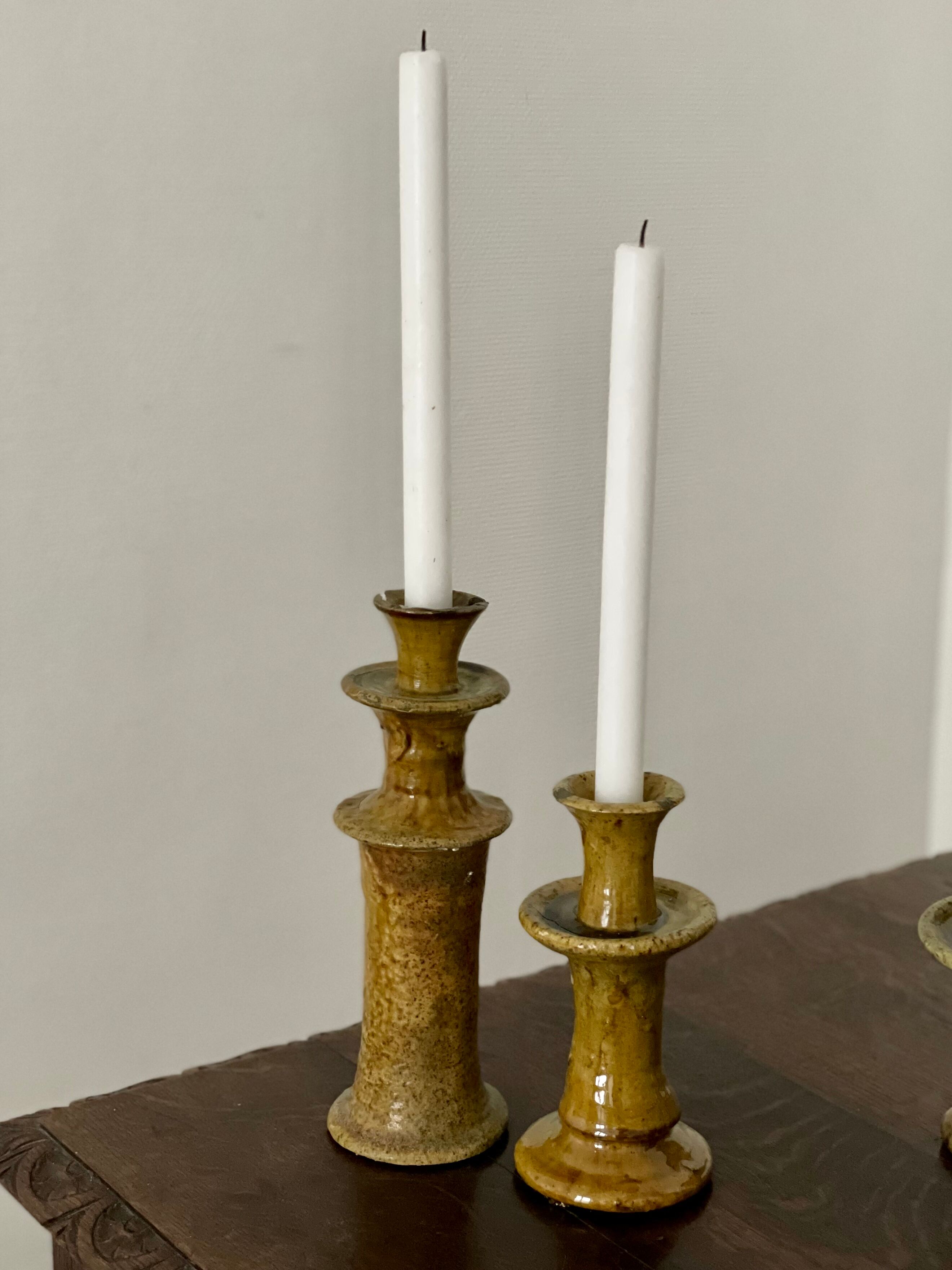 Tamegroute candlestick candlestick enamelled yellow ochre S H15 cm