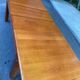 Scandinavian extendable dining table in honey-stained wood for 12 people 1990