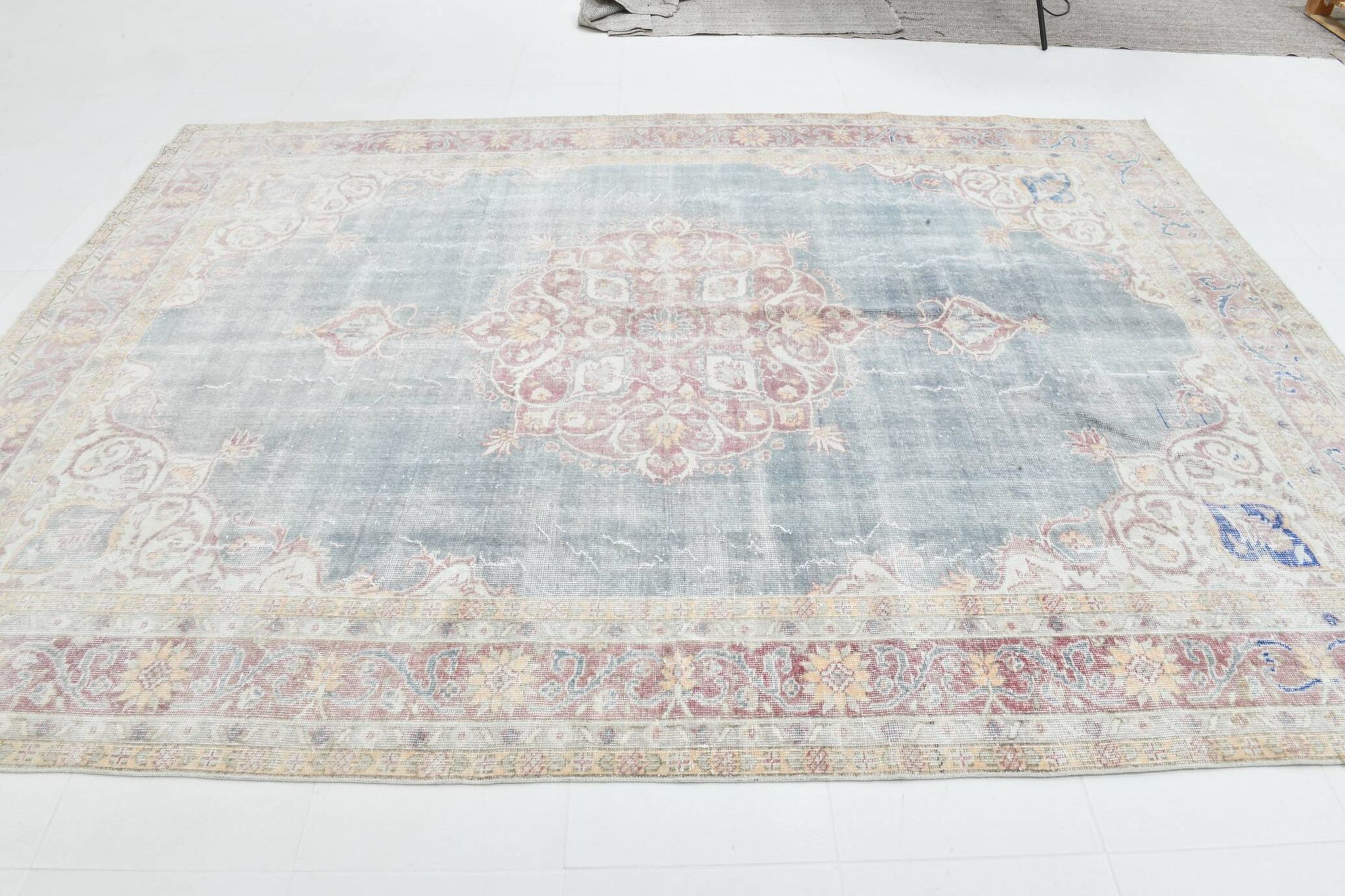 8x11 Light Navy Blue Classic Turkish Vintage Rug, 239x333Cm