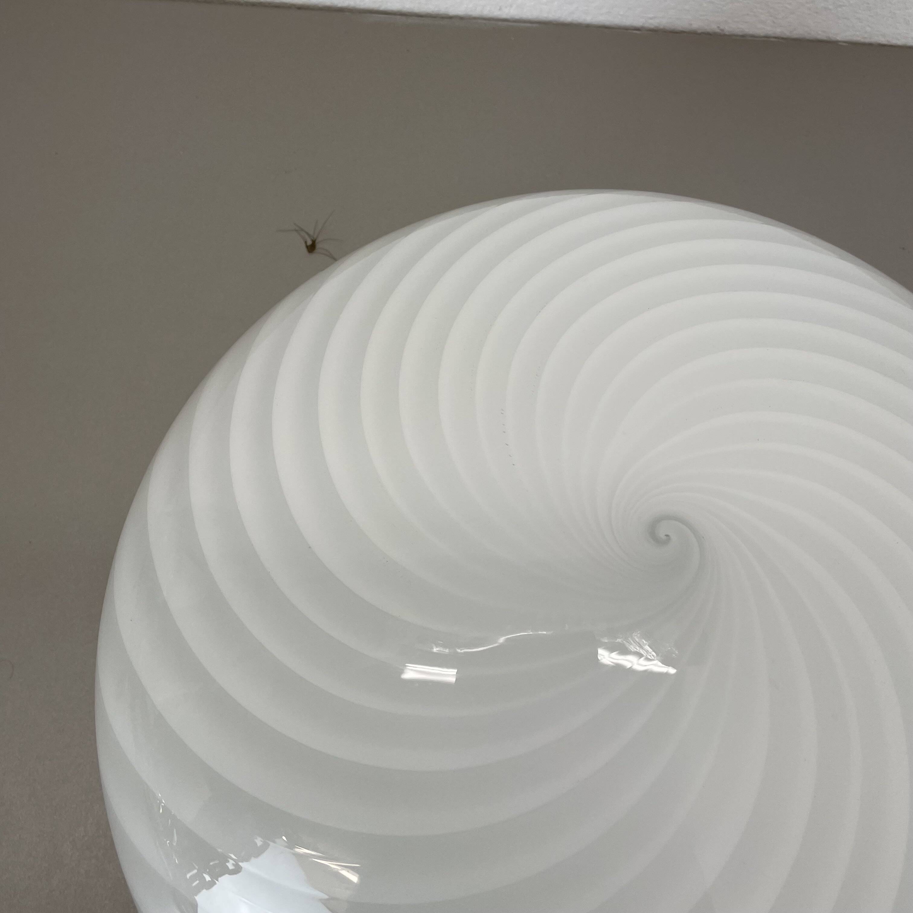 Large 38cm "swirl" murano glass ceiling wall light by vetri murano, italy, 1970s