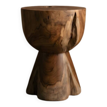 MIRA stool in hand-carved solid recycled teak