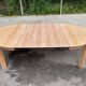 Scandinavian round extendable dining table stripped in raw oak 1980