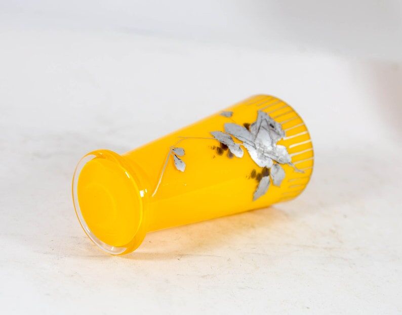 Art Nouveau lemonade service pitcher and 6 hand-painted glasses in bohemian glass early 20th century