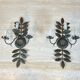 Pair of decorative wall sconces with sunflowers and patinated metal foliage.