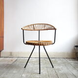 Chaise vintage en rotin par Dirk van Sliedregt pour Gebroeders Jonkers Noordwolde