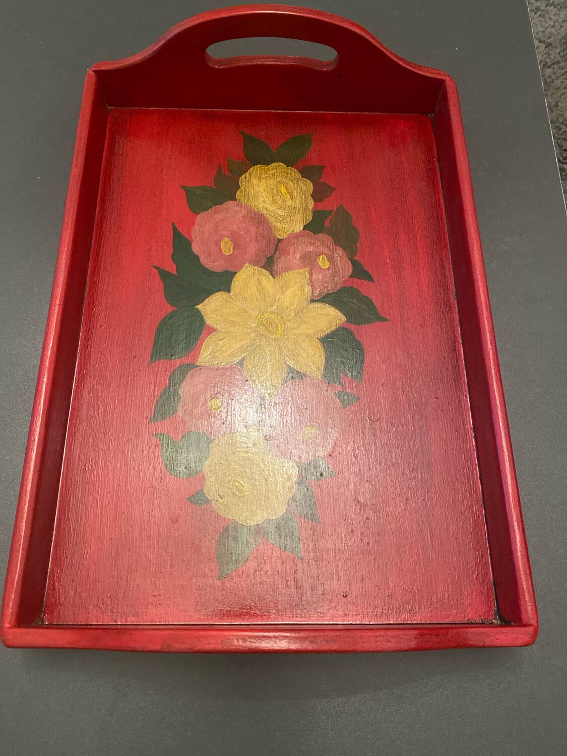 Red wood tray