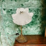 Art nouveau style brass swan neck tulip table lamp