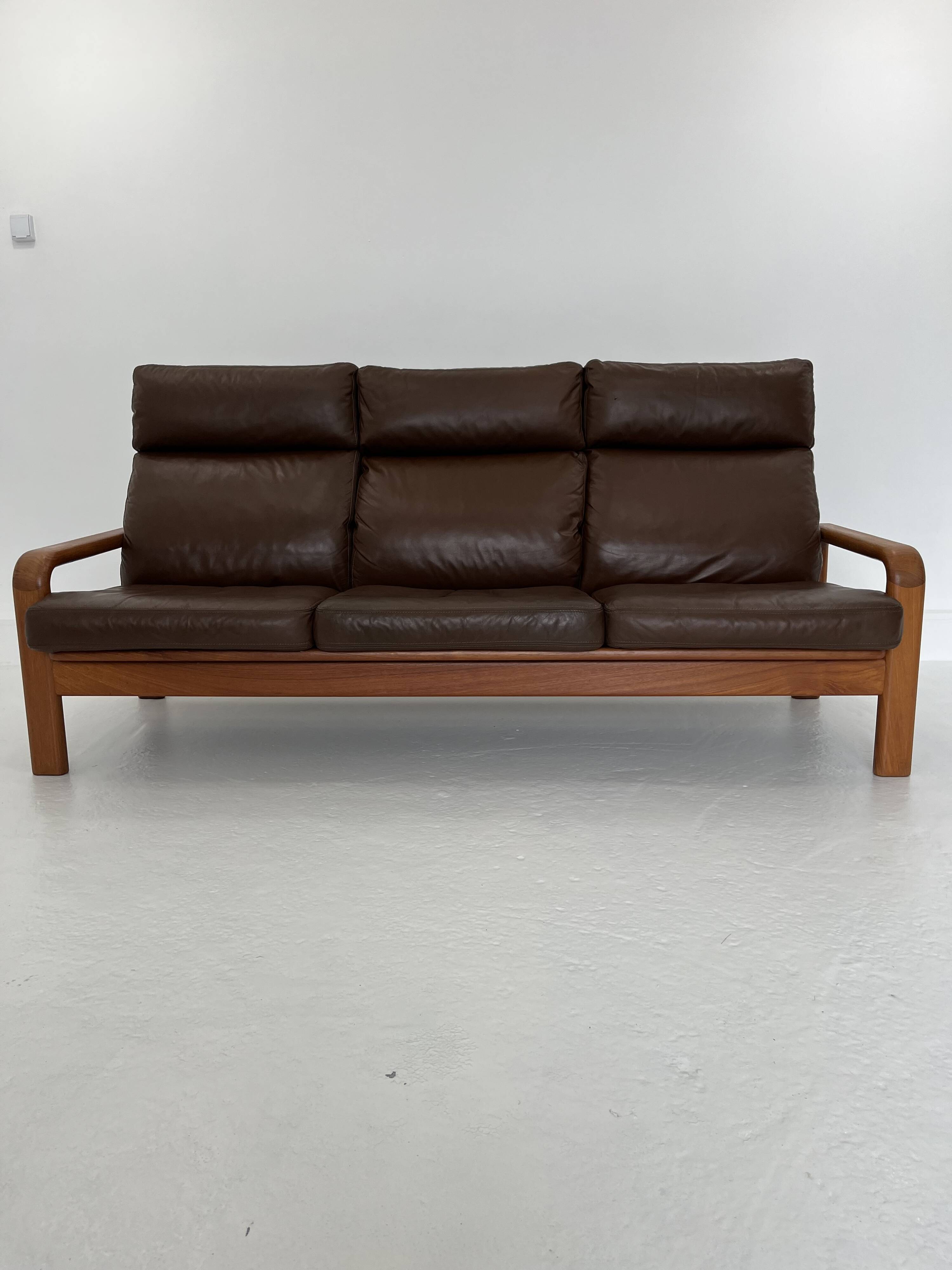 Mid-Century Leather 3-Seater Sofa by .L. Olsen & Søn, Denmark, 1960