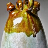 Handcrafted enamelled terracotta water jar signed