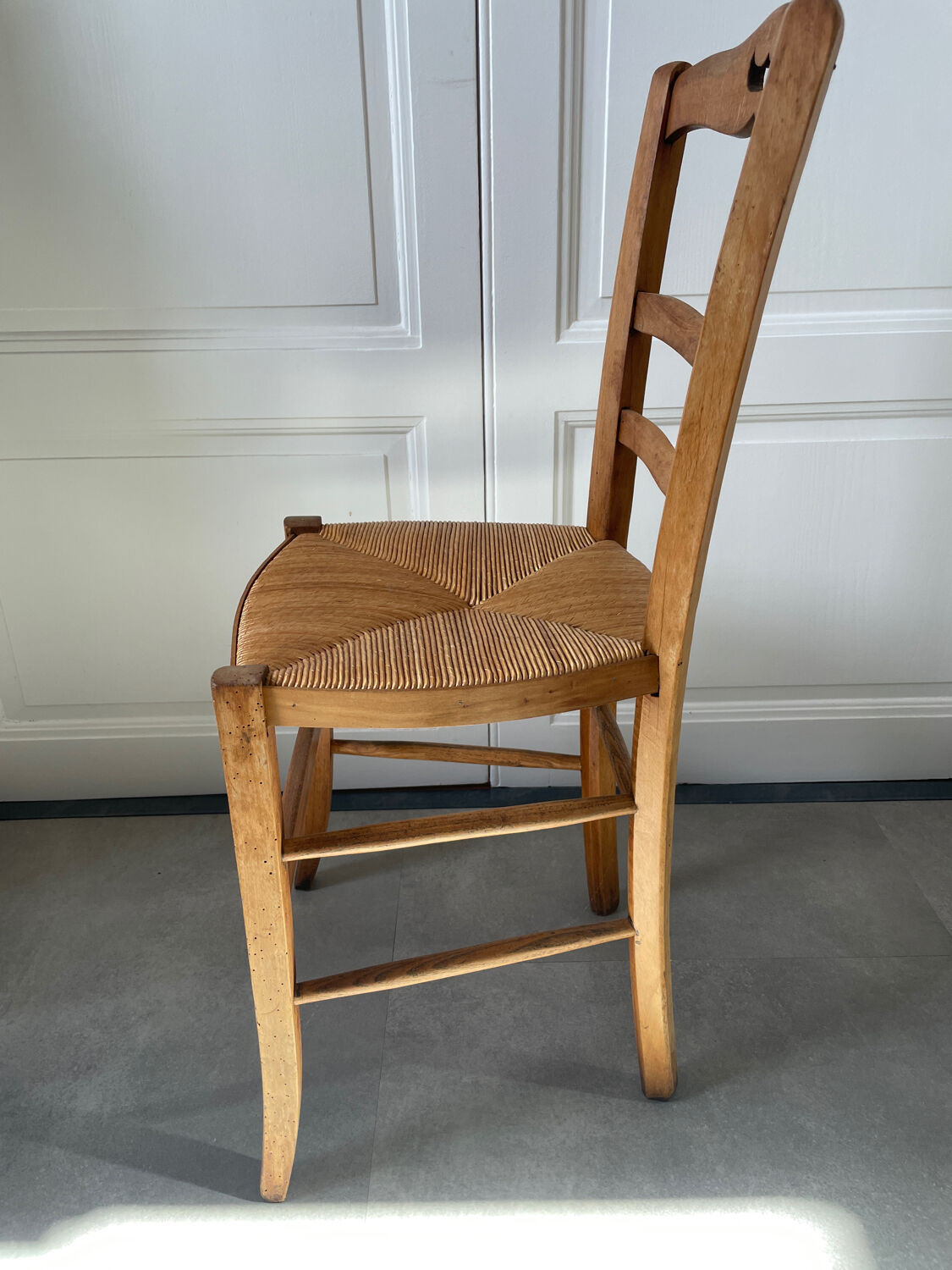 Straw and wood farm chair