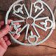 Vintage French light greenish blue cast iron table mat