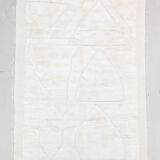 Moroccan Berber carpet m'rirt ecru plain with engraved patterns 2,97x2,04m