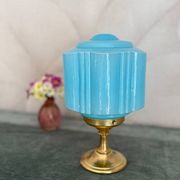 Art Deco lamp from the 1930s in turquoise opaline.