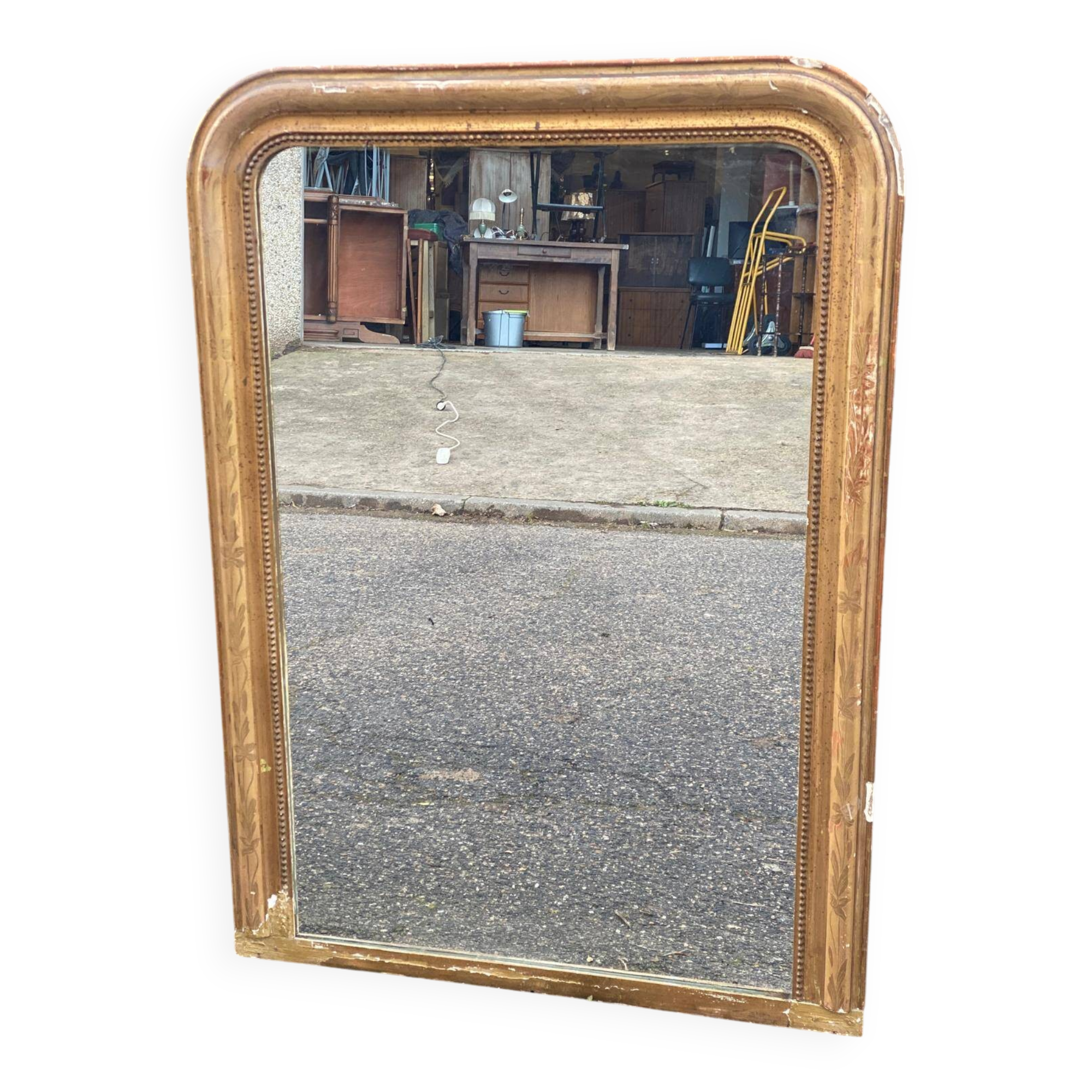 Louis Philippe mirror in solid wood and gilded stucco 19th century 125x80cm