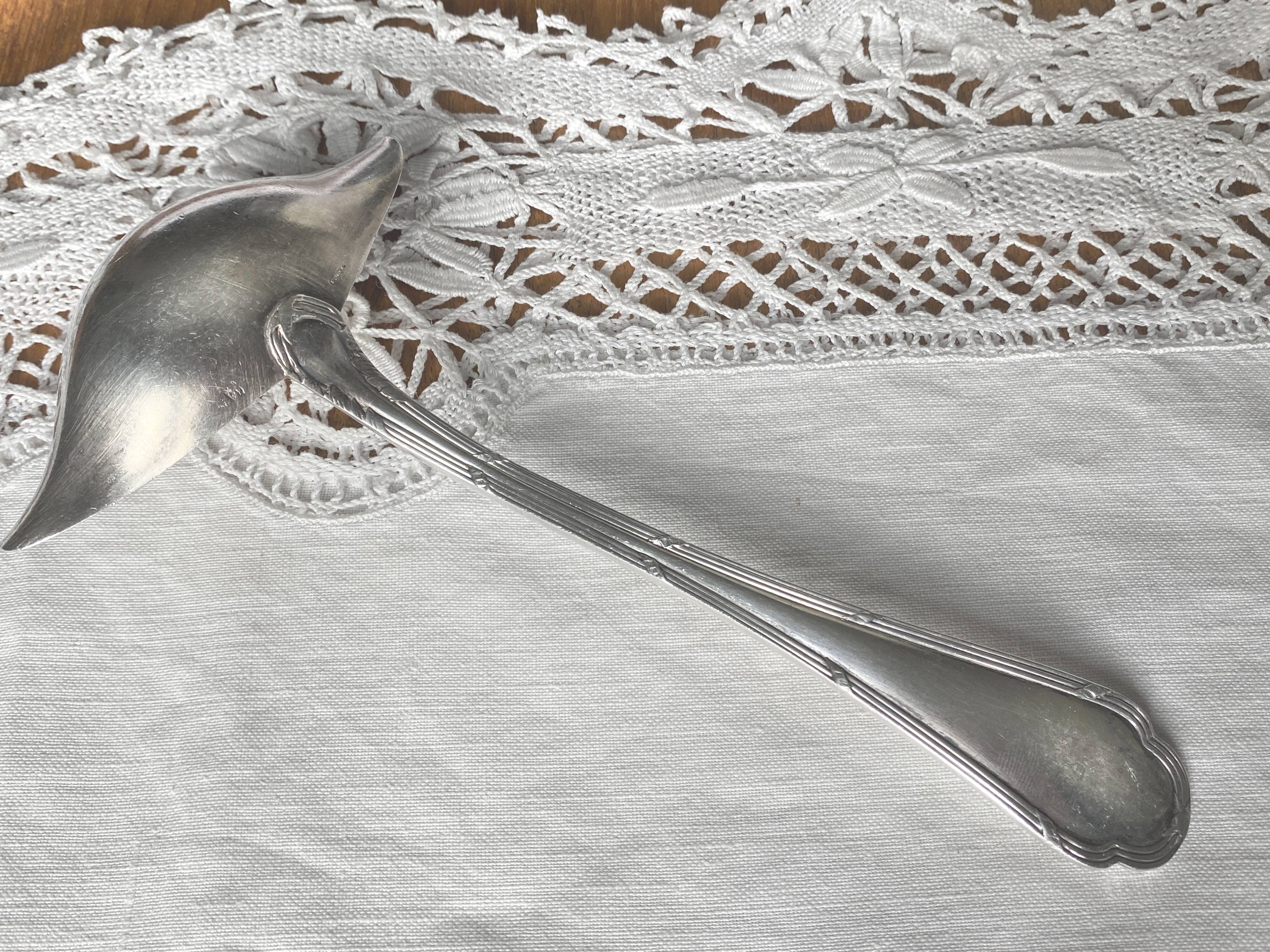 Ercuis silver-plated metal sauce spoon / ladle, ribbon model