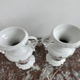 Pair of large 19th century church vases in painted white Paris porcelain