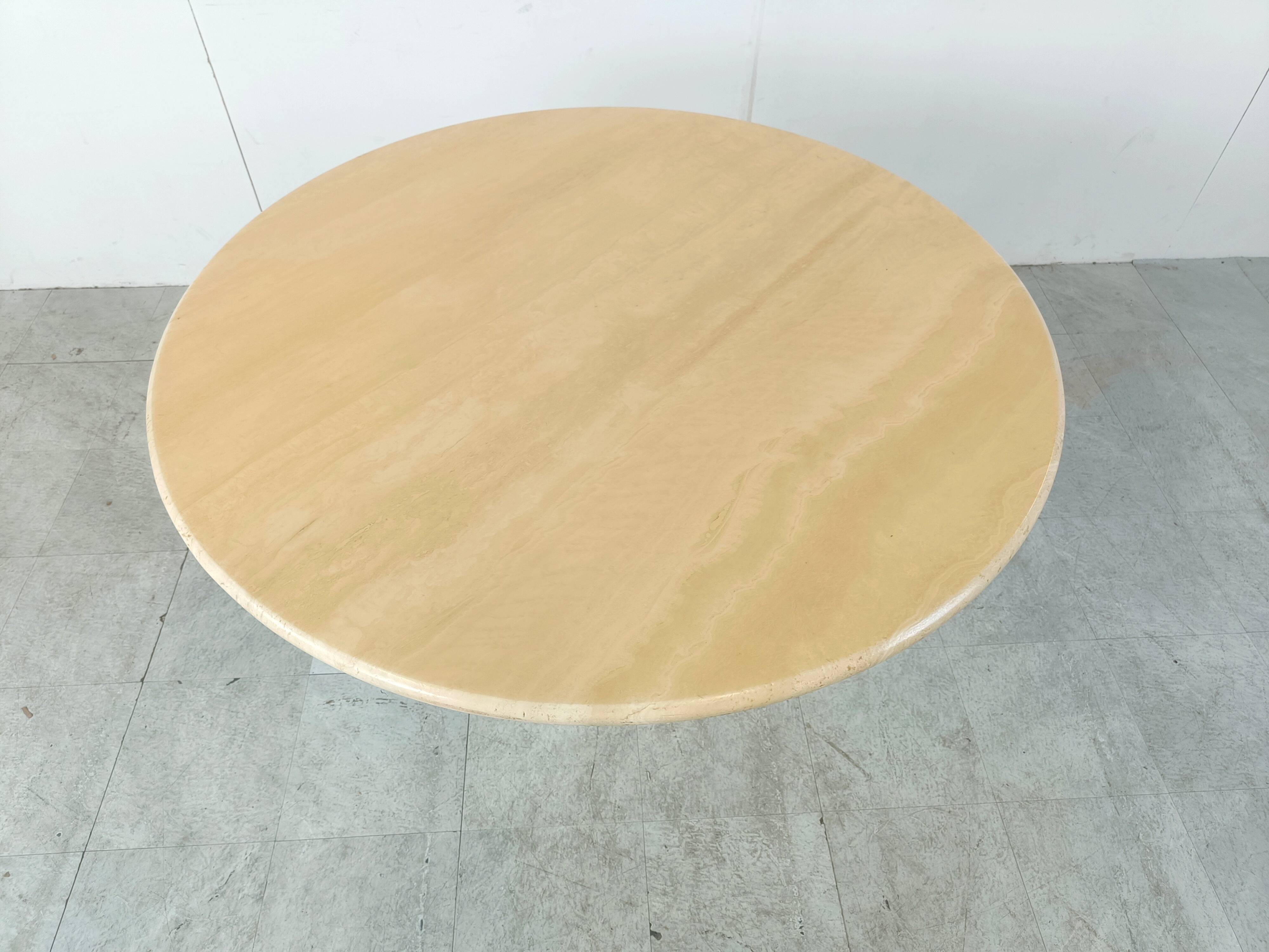 Round Italian travertine dining table 1970s
