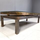 Vintage etched brass coffee table by Willy Daro, 1970s