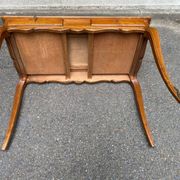 Louis XV style flat desk in solid cherry wood with pull-out extensions and leather top 19