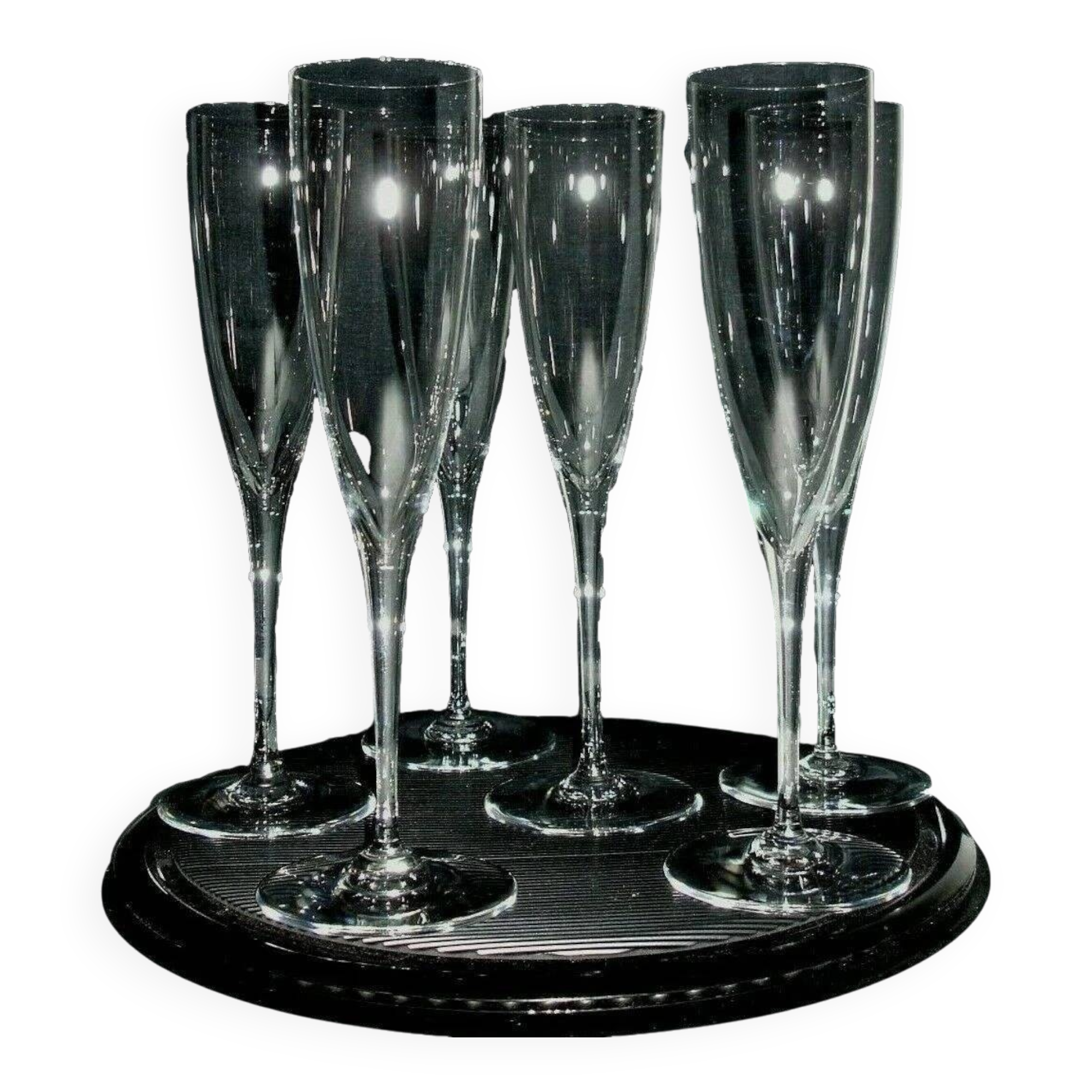 BACCARAT DOM PERIGNON 6 DOUBLE SIGNATURE CRYSTAL CHAMPAGNE FLUTES - 23.5