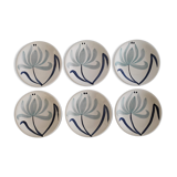 Set of 6 vintage Longchamp flat plates of the 70 years with floral motif