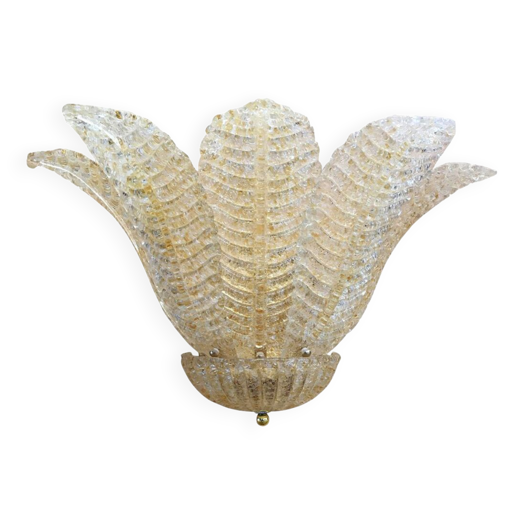 Murano graniglia glass wall light "leaf" transparent and gold