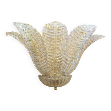 Murano graniglia glass wall light "leaf" transparent and gold