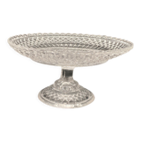 Clear glass footed plate with worked handle