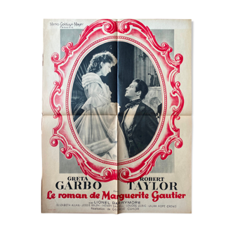 Affiche cinéma "Le Romand de Marguerite Gautier" Greta Garbo 60x80cm 1950
