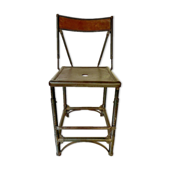 Chaise industrielle ancienne, modèle rare, esprit atelier michelin, loft