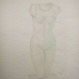 Tableau Aquarelle "Nue diaphane" Eliane Menant 1990