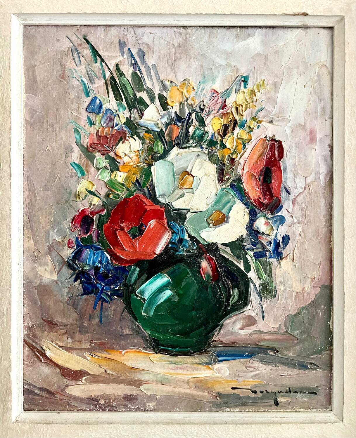Country bouquet, old oil on panel