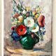 Country bouquet, old oil on panel