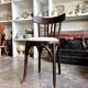 Bistro chair in bent beech and beige mixed fabric.