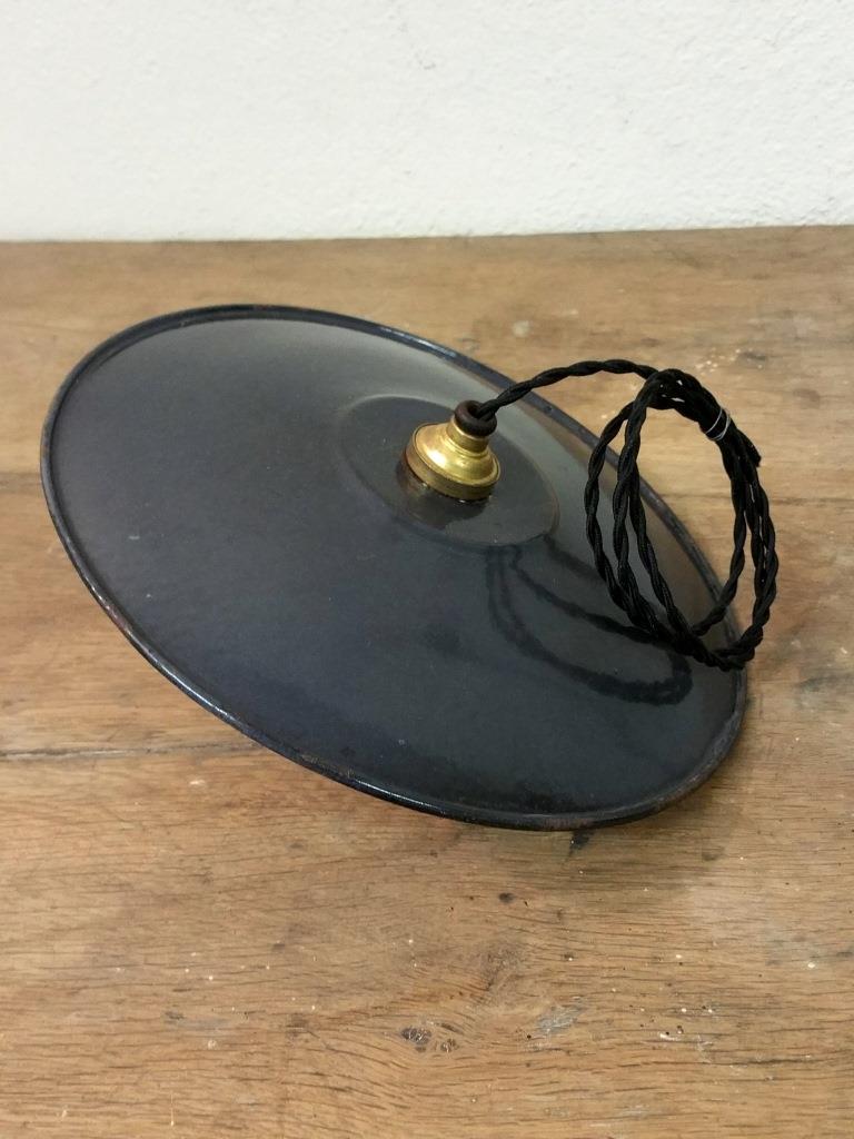 Hanging lamp in black enamelled plate