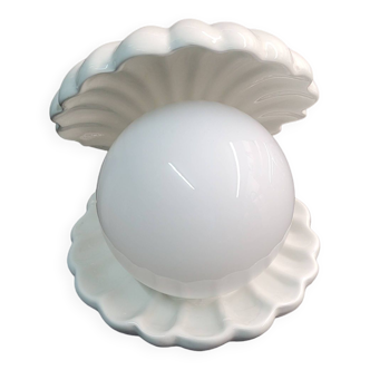 Lampe veilleuse coquille perle en céramique