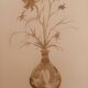 Lot de 3 tableaux nature morte vases fleurs séchées style Wabi Sabi