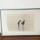 Black and white photo on fabric, framed