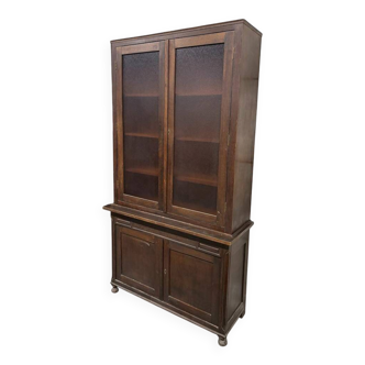 Vintage XL display cabinet in dark wood / wardrobe