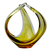 Centre de table par seguso en verre de murano jaune, italie, 1970