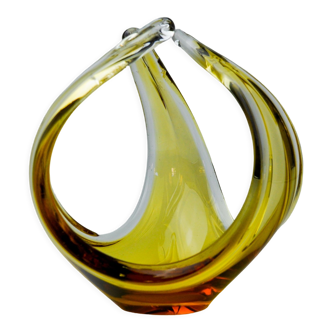 Centerpiece by Seguso in yellow Murano glass, Italy, 1970