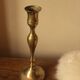 Candle holder small golden brass torch thin slender